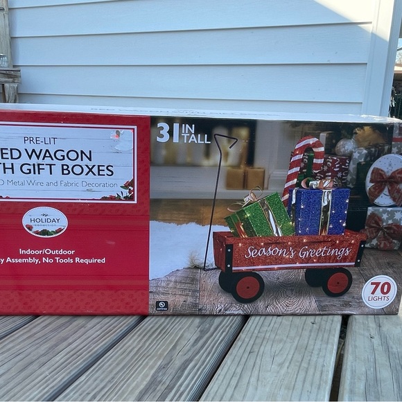 Holiday Christmas 3D Wagon with Gift Boxes Pre-Lit 31” Christmas Dec